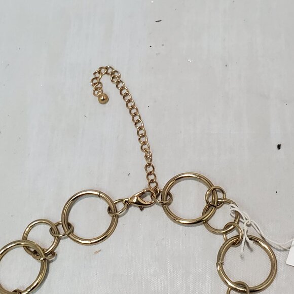 Bijou Gold Link Necklace with Rhinestones - Picture 4 of 7